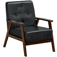 Load image into Gallery viewer, Classic Accent Chair PU Leather Armchair W/Rubber Wood Legs &amp; Button Tufted Back 