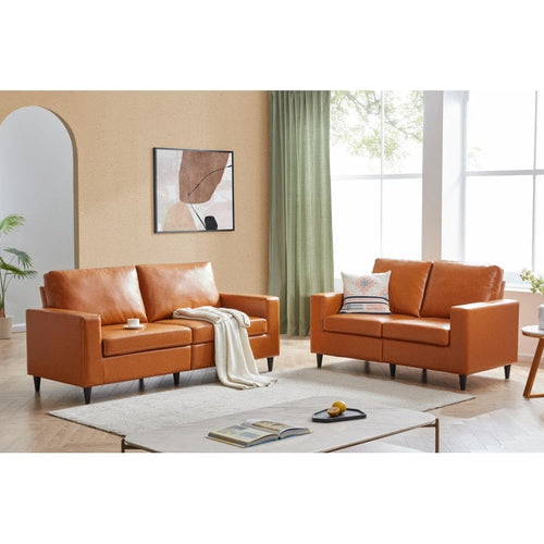 Sectional Sofa Set Modern Style PU Leather Couch Furniture Upholstered 3 Seater Sofa Couch and Loveseat for Home (2+3 Seat)