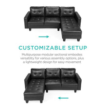 Load image into Gallery viewer, L-Shape Customizable Faux Leather Sofa Set w/ Ottoman Bench