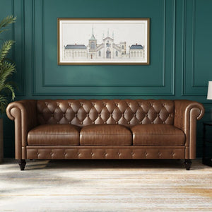 Chesterfield Sofa, Button Tufted , Sectional Sofa PU Upholstered 3 Seater Couch