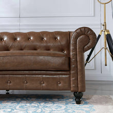 Load image into Gallery viewer, Button Tufted Chesterfield Sofa Sectional Sofa PU Upholstered 2 Seater Couch Rolled Arm