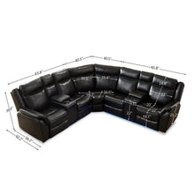 Load image into Gallery viewer, Power Reclining Leather Sofa Sectional Sofa Convertible Sofa with LED Strip and Cup Holder for Living Room