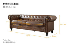 Load image into Gallery viewer, Button Tufted Chesterfield Sofa Sectional Sofa PU Upholstered 2 Seater Couch Rolled Arm