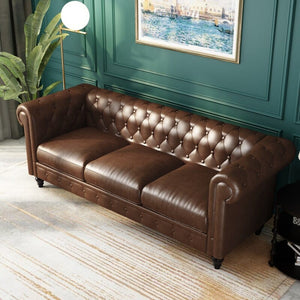 Chesterfield Sofa, Button Tufted , Sectional Sofa PU Upholstered 3 Seater Couch