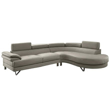 Load image into Gallery viewer, Living Room Furniture Sectional Sofa 2pc Set Grey Faux Leather Flip-up Headrest