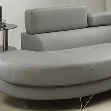 Load image into Gallery viewer, Living Room Furniture Sectional Sofa 2pc Set Grey Faux Leather Flip-up Headrest