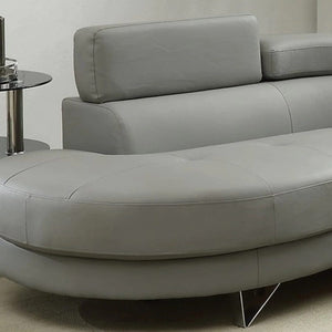 Living Room Furniture Sectional Sofa 2pc Set Grey Faux Leather Flip-up Headrest