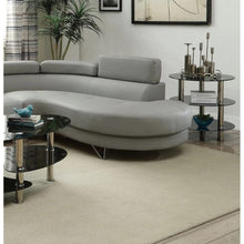 Load image into Gallery viewer, Living Room Furniture Sectional Sofa 2pc Set Grey Faux Leather Flip-up Headrest