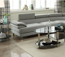 Load image into Gallery viewer, Living Room Furniture Sectional Sofa 2pc Set Grey Faux Leather Flip-up Headrest