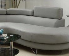 Load image into Gallery viewer, Living Room Furniture Sectional Sofa 2pc Set Grey Faux Leather Flip-up Headrest