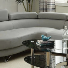 Load image into Gallery viewer, Living Room Furniture Sectional Sofa 2pc Set Grey Faux Leather Flip-up Headrest