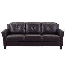 Load image into Gallery viewer, Taryn Sofa with Curved Arms, Java Brown Faux Leather