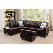 Load image into Gallery viewer, Nina 97&quot; Wide Faux Leather Left Hand Facing Sofa &amp; Chaise with Ottoman