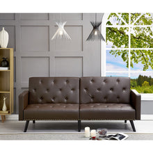 Load image into Gallery viewer, Futon Sofa by Naomi Home - Color: Espresso, Material: Faux Leather