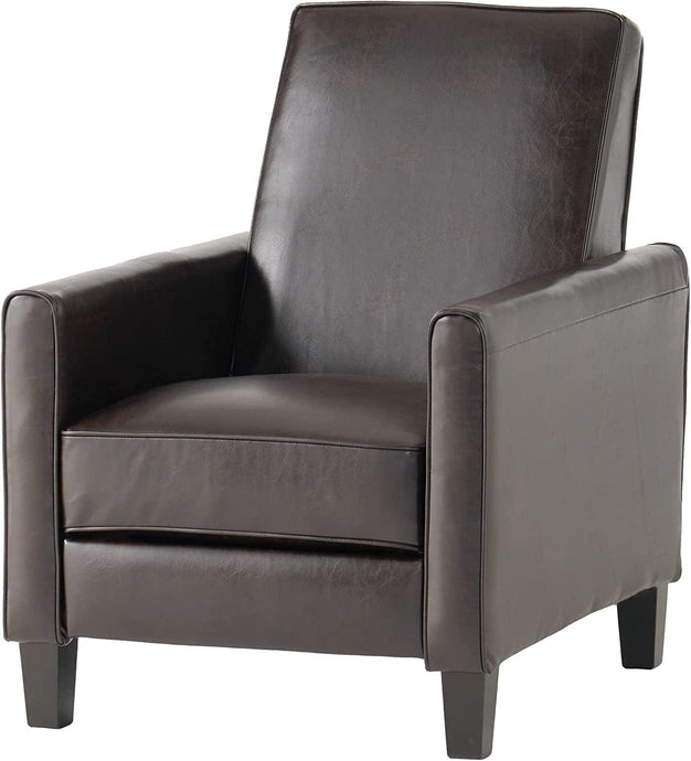 Lucas Brown Leather Modern Sleek Recliner Club Chair