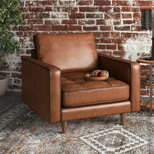 Load image into Gallery viewer, Clark 40.5&quot; W Tufted Genuine Top Grain Leather Armchair