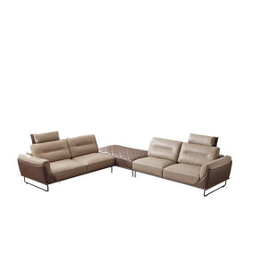 32" Wide Genuine Leather Sofa & Chaise with Ottoman