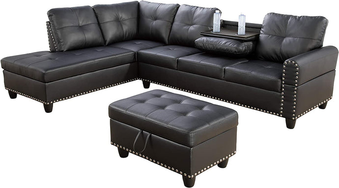 Home Living Sectional W/Ottoman Sofas, 97.2