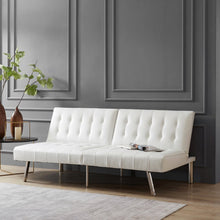 Load image into Gallery viewer, Futon Sofa by Naomi Home - Material: Faux Leather, Size: Button Tufted