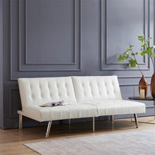 Load image into Gallery viewer, Futon Sofa by Naomi Home - Material: Faux Leather, Size: Button Tufted