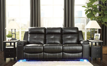 Load image into Gallery viewer, Kempten Faux Leather Manual Reclining Sofa with High Back and Blue LED Lighting, Black