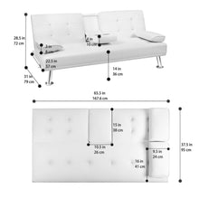 Load image into Gallery viewer, Futon Sofa Bed Faux Leather Couch Modern Convertible Folding Recliner with 2 Cup Holders