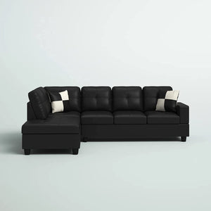 Home Living Genesis Sectional Sofa L-Shape-Pu Leather, Left Facing, Black