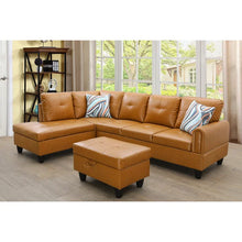 Load image into Gallery viewer, Nina 97&quot; Wide Faux Leather Left Hand Facing Sofa &amp; Chaise with Ottoman