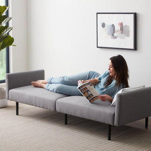 Sofa Bed with Buttonless Tufting and Removable Arms 