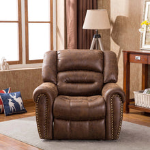 Load image into Gallery viewer, Electric Recliner Chair W/ Breathable Bonded Leather, Classic Single Sofa Home Theater Recliner Seating W/USB Port (Nut Brown)