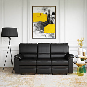 Relax-A-Lounger Clifton Reclining Sofa, Black Faux Leather