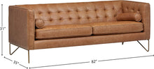 Load image into Gallery viewer, Brooke Contemporary Mid-Century Modern Tufted Leather Sofa Couch, 82&quot;W, Cognac