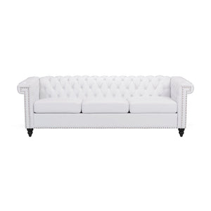 Tufted Chesterfield Faux Leather 3 Seater Sofa