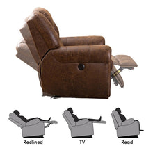 Load image into Gallery viewer, Electric Recliner Chair W/ Breathable Bonded Leather, Classic Single Sofa Home Theater Recliner Seating W/USB Port (Nut Brown)