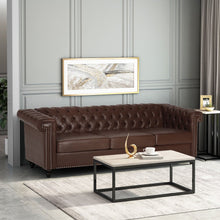 Load image into Gallery viewer, Tufted Chesterfield Faux Leather 3 Seater Sofa