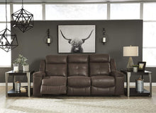 Load image into Gallery viewer, Jesolo Modern Faux Leather Manual Pull Tab Double Reclining Sofa, Dark Brown