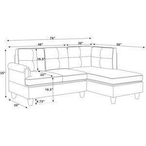 Floice 99" Wide Faux Leather Right Hand Facing Sofa & Chaise