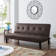 Load image into Gallery viewer, Futon Sofa by Naomi Home - Color: Espresso, Material: Faux Leather