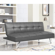 Load image into Gallery viewer, Serta Marilyn 66.1&#39;&#39; Faux Leather Armless Tufted Convertible Sleeper Futon Sofa