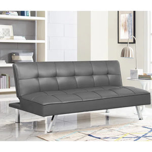 Serta Marilyn 66.1'' Faux Leather Armless Tufted Convertible Sleeper Futon Sofa