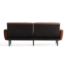 Load image into Gallery viewer, Sofa Bed with Box Tufting and Removable Arms, Brown Faux Leather