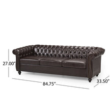 Load image into Gallery viewer, Adetokunbo Chesterfield Tufted 3 Seater Sofa, Brown Faux Leather and Dark Brown