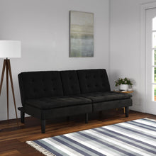 Load image into Gallery viewer, Mainstays Memory Foam Pillowtop Futon with Cupholder, Black Faux Leather