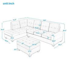 Load image into Gallery viewer, 104&#39;&#39; Wide Suede Sectional Sofa with Storage Ottoman and Cup Holders