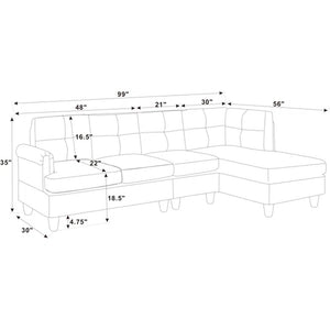 Ailsun 3 - Piece Vegan Leather Chaise Sectional