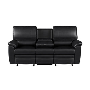 Relax-A-Lounger Clifton Reclining Sofa, Black Faux Leather