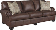 Load image into Gallery viewer, Beamerton New Traditional Leather Queen Sofa Sleeper with 2 Accent Pillows, Brown