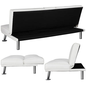 Easyfashion Sofa, White Faux Leather