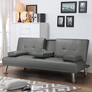 Modern Faux Leather Futon Sofa Bed Home Recliner Couch