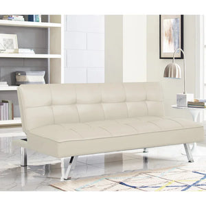 Serta Marilyn 66.1'' Faux Leather Armless Tufted Convertible Sleeper Futon Sofa